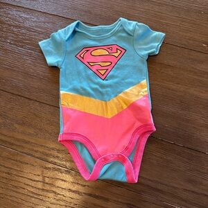 Justice League 3-6month Superman Baby Onesie in Blue and Pink
